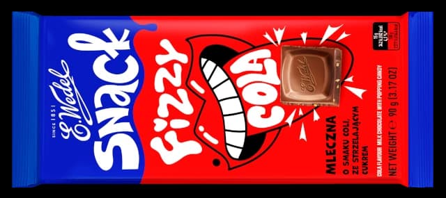 Snack Fizzy Cola Cola flavour milk chocolate with popping Candy 90g