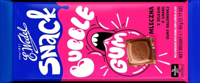 Snack Bubble Gum Milk chocolate with buble gum flavour jellies 90g